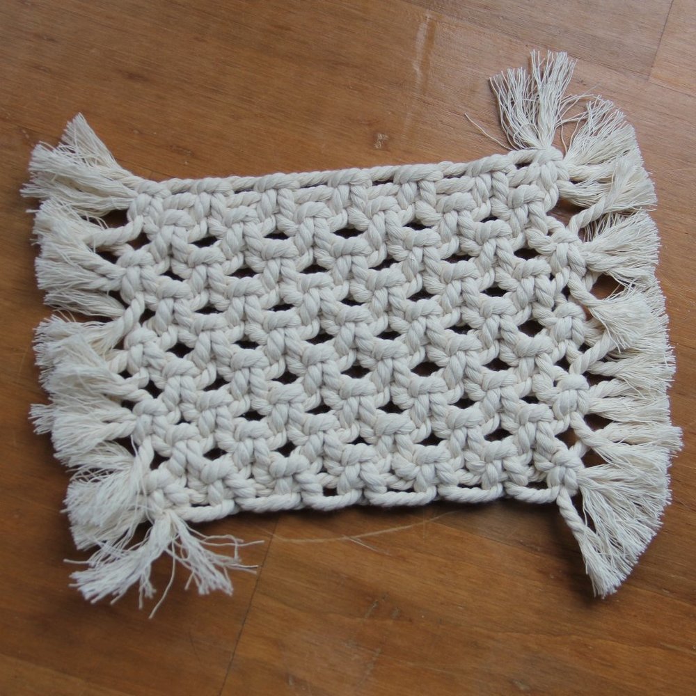 Mug Rug / Coaster  Macrame Knots Hand Crafted